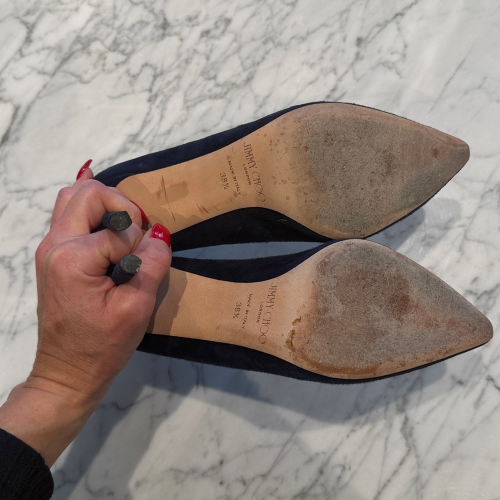 JIMMY CHOO Romy 100 Suede Pumps,
Navy Blue 38.5 - Picture 12 of 17